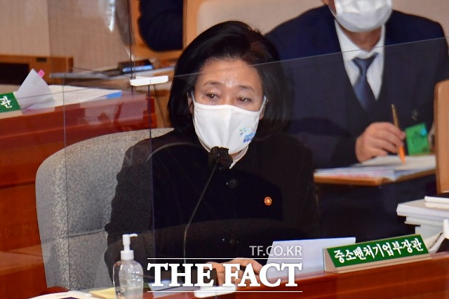 17일 정치권에 따르면 이달 말 문재인 대통령의 개각 가능성이 제기되고 있다. 특히 서울시장 재보궐선거 후보로 거론되는 박영선 중소벤처기업부 장관이 교체 대상에 오를 전망이다. 지난 9일 열린 예산결산특별위원회 전체회의에 참석한 박 장관. /이새롬 기자