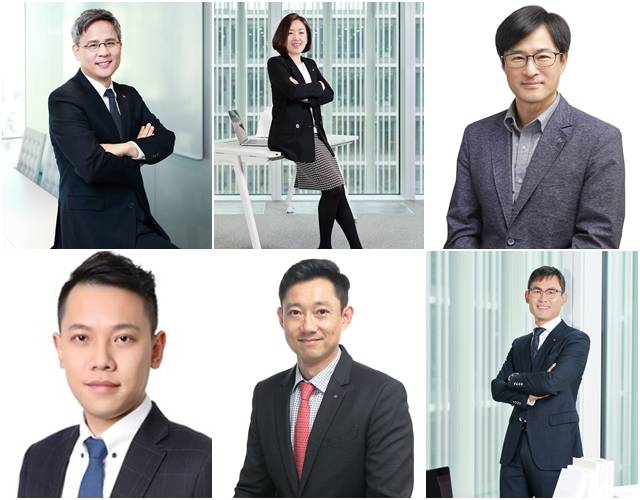 아모레퍼시픽은 기업 경영 전반의 체질을 개선하고자 2021년 1월 1일자로 조직 개편을 단행한다고 12일 밝혔다. 김승환 부사장, 정혜진 전무, 박영호 전무, 임중식 상무, 황영민 상무, Calvin Wang 상무(왼쪽 위부터 시계 방향) /아모레퍼시픽 제공