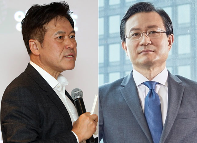 박정호 SK텔레콤 사장(왼쪽)과 유정준 SK E&S 사장이 부회장으로 승진했다. /더팩트 DB, SK E&S 제공