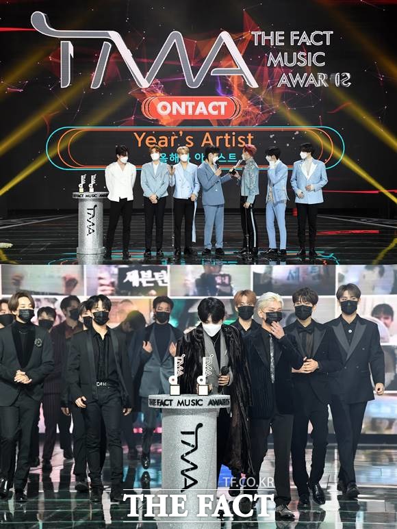 그룹 GOT7(사진 위)과 세븐틴이 월드스타 답게 각국의 언어로 팬들에게 인사를 해 이목을 집중시켰다. /인천=이효균·남윤호 기자