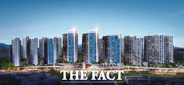 중흥토건-현대엔지니어링-반도건설 컨소시엄이 마산 반월지구 재개발 사업을 수주했다. 사진은 마산 반월지구 투시도 /중흥건설그룹 제공