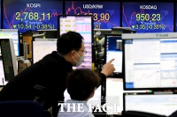 [TF포토] 장 초반 하락세에 바쁜 딜링룸