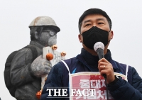 [TF포토] 단식의사 밝히는 양경수 민주노총 신임 위원장