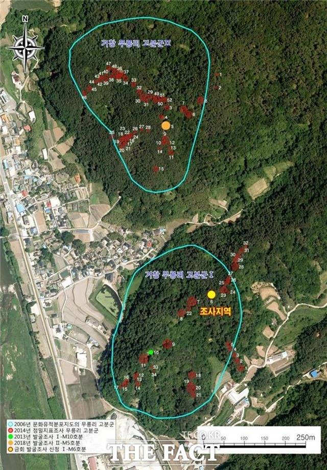 경남도 기념물로 지정 예고된 거창지역 최대 가야고분군인 무릉리 고분군 위치도. /거창군 제공