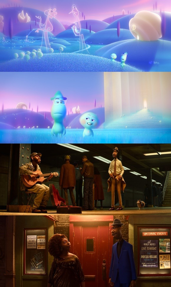 소울이 1월 20일 국내 개봉한다. 작품은 예기치 못한 사고로 영혼이 된 조 가드너와 지구에 가고 싶지 않은 영혼 22의 모험을 그린다. /월트디즈니컴퍼니 코리아 제공