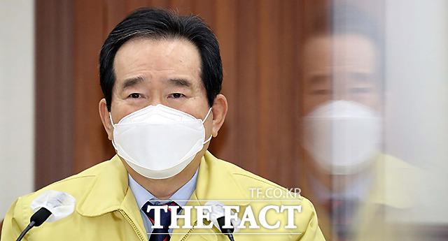 정세균 국무총리가 7일 서울 종로구 정부서울청사에서 열린 코로나19 대응 중대본회의에서 발언을 하고 있다. /뉴시스