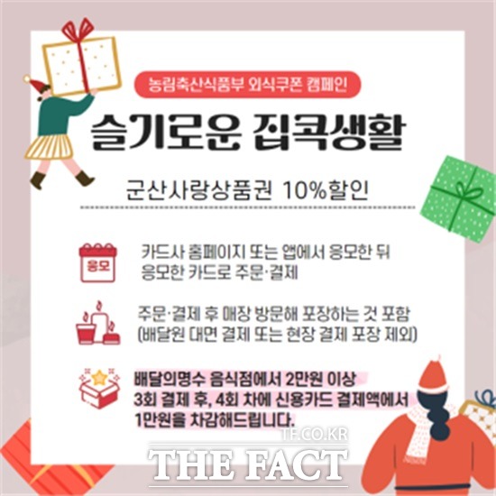 군산시가 개발한 공공앱 배달의명수에서 음식주문 2만 원 이상 3회 결제 시, 4회차에 신용카드 결제액에서 1만 원이 차감된다. /군산시 제공