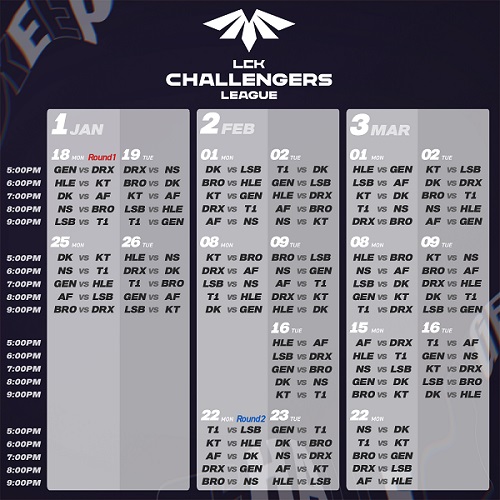 2021 LCK 챌린저스 리그 일정표 /한국e스포츠협회 제공