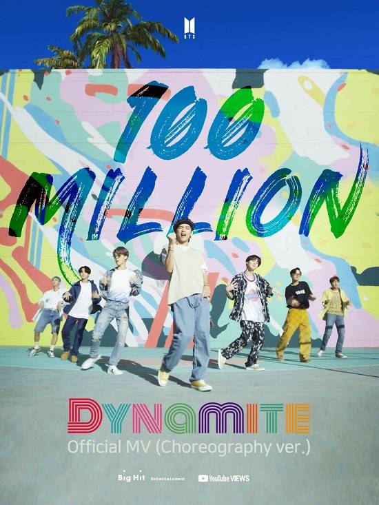 방탄소년단의 Dynamite 안무 버전 뮤직비디오인 Dynamite (Choreography ver.)이 30일 오후 7시 21분 기준 1억 건을 돌파했다. /빅히트엔터테인먼트 제공