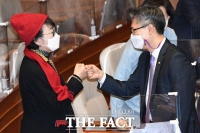  김진애-조정훈, '서울시장 예비후보들의 인사' [포토]