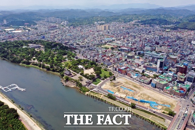 진주대첩광장 사업 대상지 항공 사진/진주시 제공