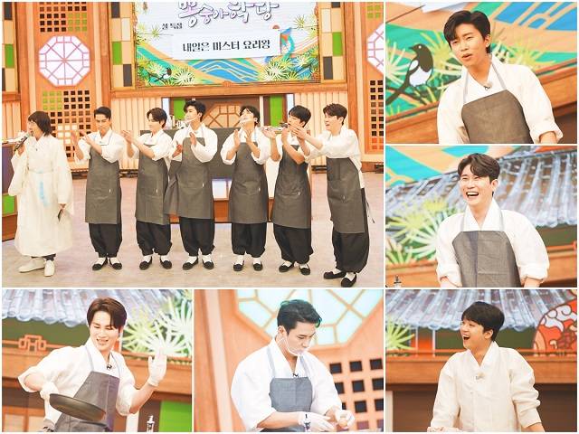 8일 뽕숭아학당 제작진에 따르면 트롯맨 임영웅, 영탁, 이찬원, 장민호, 김희재가 뽕숭아학당: 인생학교라는 확 달라진 부제로 새 단장을 마치고 트롯 예능 신드롬을 이어간다. /TV조선 뽕숭아학당: 인생학교 제작진 제공