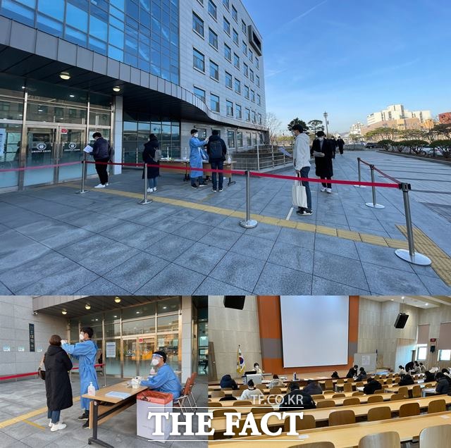 지난달 27일 전북대학교 간호대학 건물에서 응시생 150여명이 참여한 가운데 시설‧주차‧통신 업무지원직, 보건직, 원무직 계열 등 다양한 직군의 신규채용을 위한 첫 관문인 필기시험을 실시했다. /전북대병원 제공