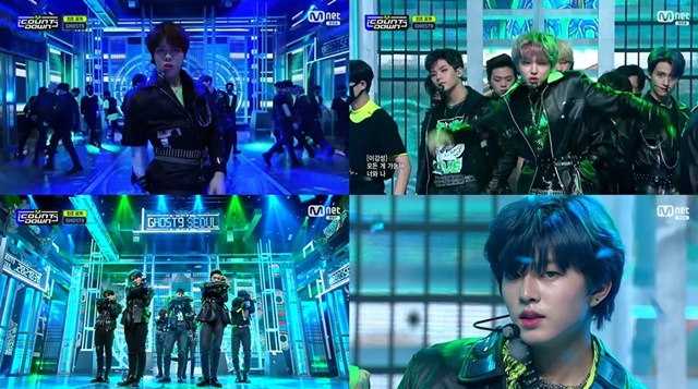 11일 세 번째 미니앨범 NOW : Where we are, here를 발매한 그룹 고스트나인이 같은 날 Mnet 엠카운트다운에 출연해 타이틀곡 SEOUL의 첫 무대를 공개했다. /방송화면 캡처