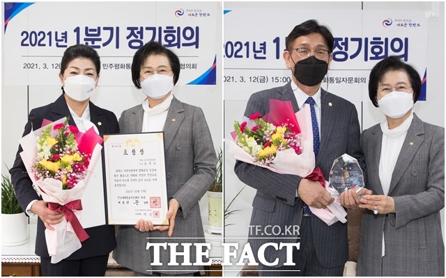 전북 군산시의회 소속 송미숙 의원(왼쪽)과 김중신 의원. /군산시의회 제공