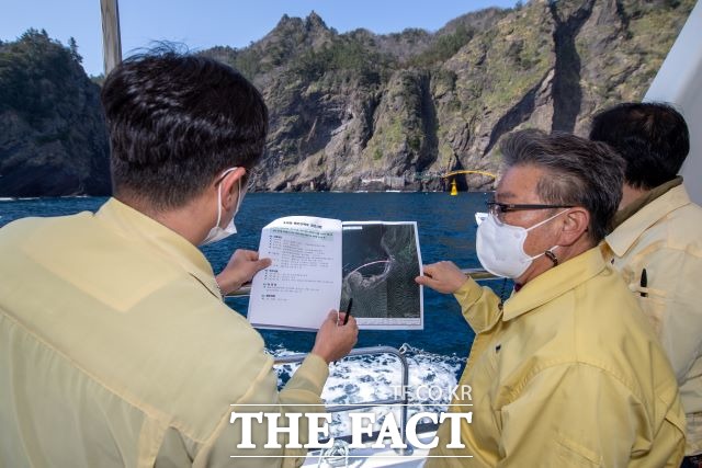 김병수 울릉군수는 지역발전을 견인할 주요 개발 사업들의 성공적 추진과 민선 7기 공약사업의 성공적인 마무리를 위한 현장 행보를 이어가고 있다. /울릉군 제공