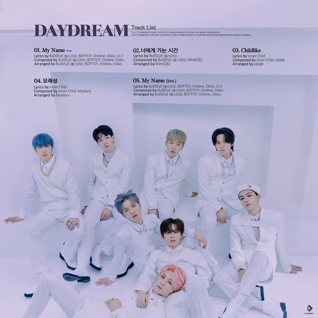 보이그룹 디크런치(D-CRUNCH)가 오는 4월 6일 컴백을 앞두고 네 번째 미니앨범 DAYDREAM(데이드림)의 트랙 리스트 이미지를 공개했다. /아이그랜드코리아(AI GRAND Korea) 제공