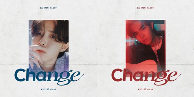 김재환의 미니 3집 Change는 지금까지 변화해온 모습을 의미하는 ed 버전(왼쪽)과 앞으로 변화할 모습을 의미하는 ing 버전(오른쪽)으로 나눠 변화에 대한 김재환의 생각을 담았다. /스윙엔터테인먼트 제공