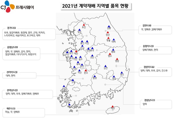 CJ프레시웨이는 국내 농산물 유통 활성화를 위해 전국 34개 지역에서 계약재배를 실시한다. /CJ프레시웨이 제공