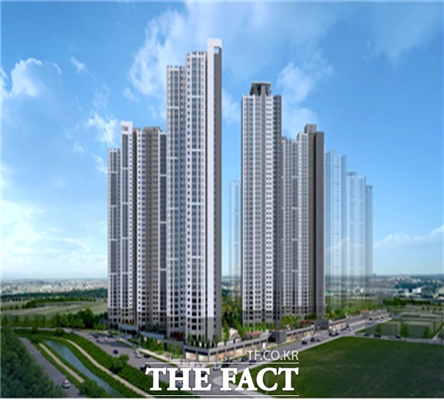 대우건설이 4월 중 김해 안동1지구 도시개발구역 내에서 분양하는 김해 푸르지오 하이엔드 2차 투시도./김해=강보금 기자