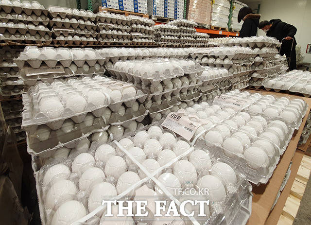 이억권 기획재정부 제1차관은 9일 계란 가격 안정화를 위해 내달에도 일정 수준 이상의 계란을 수입하겠다고 밝혔다. 사진은 서울 양천구 한 대형마트에서 판매 중인 미국산 계란. /남용희 기자