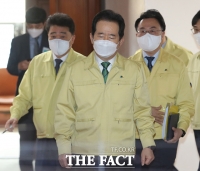  어두운 표정으로 회의 참석하는 정세균 총리 [포토]