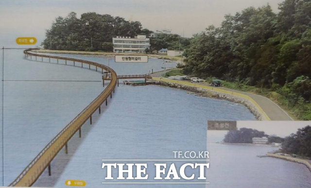 순천시 학산리 우명에서 마산리 거차까지 약 6km 구간에 어촌뉴딜300사업으로 개설되는 어부십리길이 착공을 앞두고 있다. 약 6km 길이 중에서 해상 데크길로 만들어지는 1km구간 조감도. /순천시 자료 캡쳐