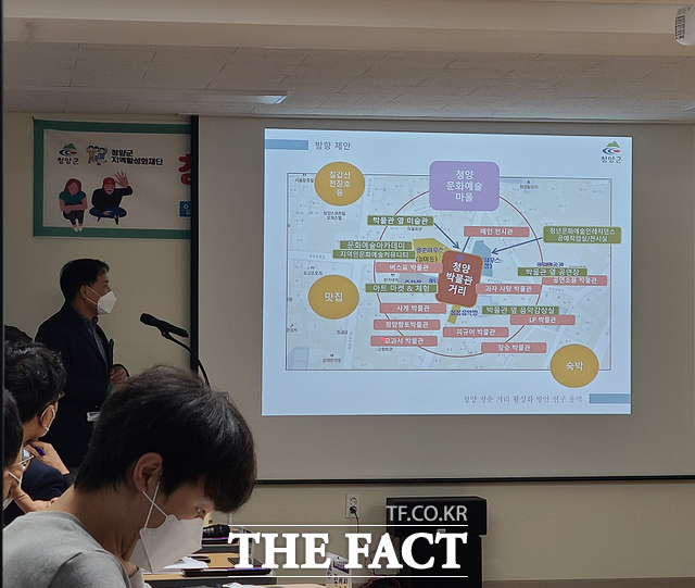 청양군이 청춘거리 활성화 방안 연구용역을 착수했다. 용역보고회 장면./청양군 제공