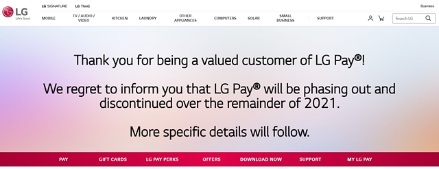 LG전자가 북미 시장에서 LG페이 사업을 종료하기로 결정했다. /LG전자 홈페이지 갈무리