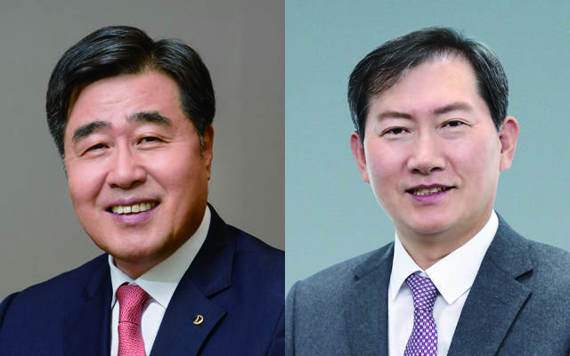 대우건설이 23일 김형 대표이사(왼쪽)를 사업대표로 재선임했다. 정항기 재무최고책임자(CFO) 부사장은 사장으로 승진, 관리대표로 신규 선임됐다. /대우건설 제공