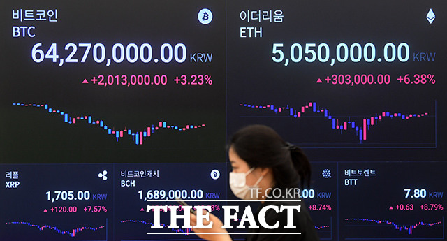 암호화폐 비트코인 가격이 18일 오전 11시 기준 5100만 원대를 기록했다. /남용희 기자