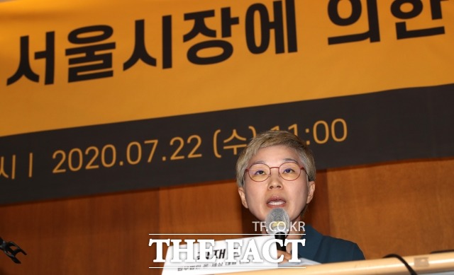 서울시장에 의한 위력 성폭력 사건 2차 기자회견이 지난해 7월 22일 오전 서울 시내 모처에서 열린 가운데 김재련 법무법인 온-세상 대표변호사가 발언하고 있다. /남용희 기자