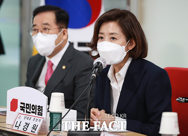 나경원 국민의힘 당대표 후보가 6일 김종인 전 비상대책위원장과 이준석 후보를 향해 윤석열 전 검찰총장을 야권 대선 후보군에서 배제하는 위험한 공감대를 형성하고 있다며 분열을 자제해야 한다고 주장했다./더팩트 DB