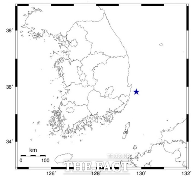 기상청은 14일 밤 10시42분께 포항시 남구 동남동쪽 43km 해역에서 진도 2.4의 지진이 발생했다고 밝혔다./기상청 홈페이지 자료 캡처