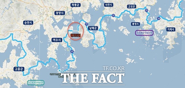 남해~여수 해저터널 건설 사업 위치도(자료사진)