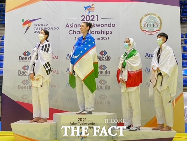 고양시청 전채은 선수가 ‘2021 아시아태권도선수권대회’ 겨루기 부문에서 은메달을 차지했다./고양시 제공