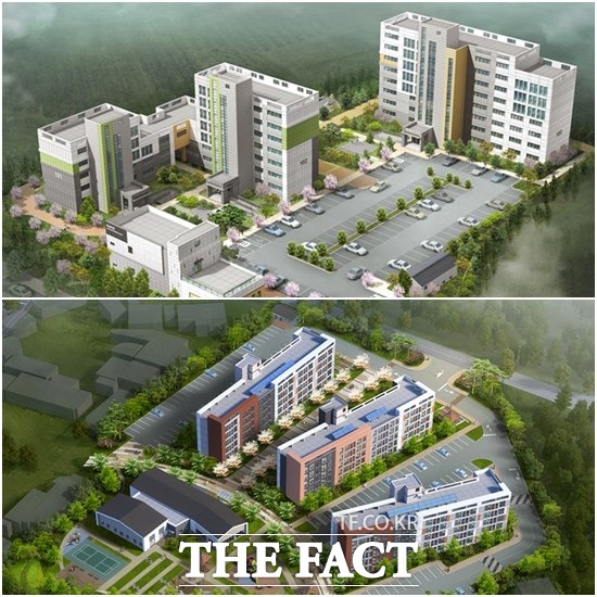 고창군이 건립을 추진하는 무장 마을정비형 공공주택(위)과 황산 마을정비형 공공주택(아래) 조감도. /고창군 제공
