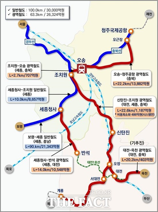 충청권 광역철도 노선도. / 충북도 제공