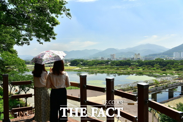 장성 황룡강의 전경을 한 눈에 감상할 수 있는 기산리 안산 둘레길이 다시 개통됐다./장성군 제공