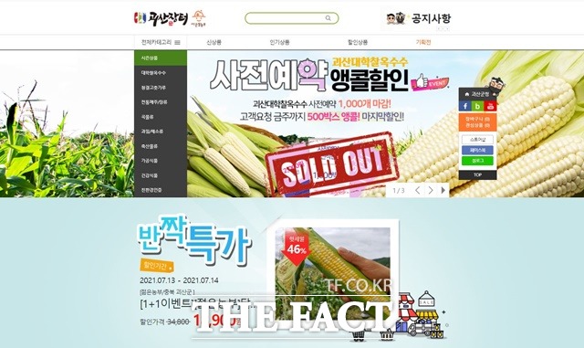 괴산군 농특산물 쇼핑몰 ‘괴산장터’ 화면. / 괴산군청