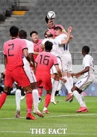  치열한 공중볼 다툼 [포토]