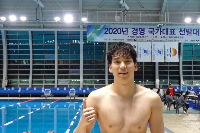 이주호가 2020 도쿄올림픽 수영 남자 배영 200m 준결승전에서 1조로 출전해 1분56초93을 기록했다. 조 7위이자 1, 2조 합산 11위로 결승 진출에 실패했다. /대한수영연맹 제공