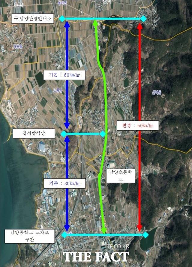 차량제한속도 규제완화 조정 위치도/사천시 제공