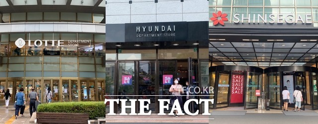 백화점 3사가 의류 매출 회복세에 힘입어 2분기 호실적을 기록할 전망이다. 사진은 왼쪽부터 롯데백화점 노원점, 현대백화점 신촌점, 신세계백화점 본점. /한예주 기자