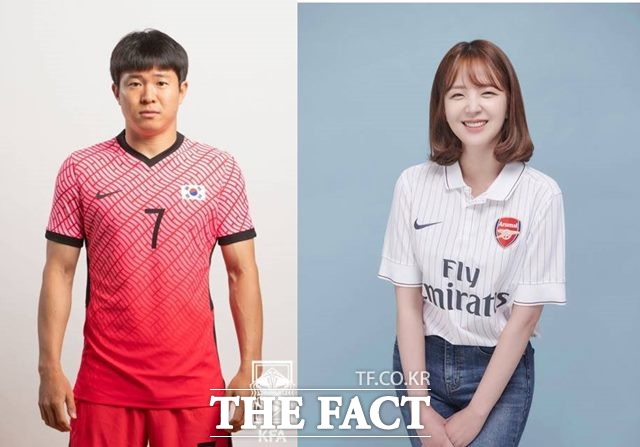 열애를 인정한 축구 국가대표 권창훈(왼쪽)과 유튜버 정이수./KFA, 정이수인스타그램 제공