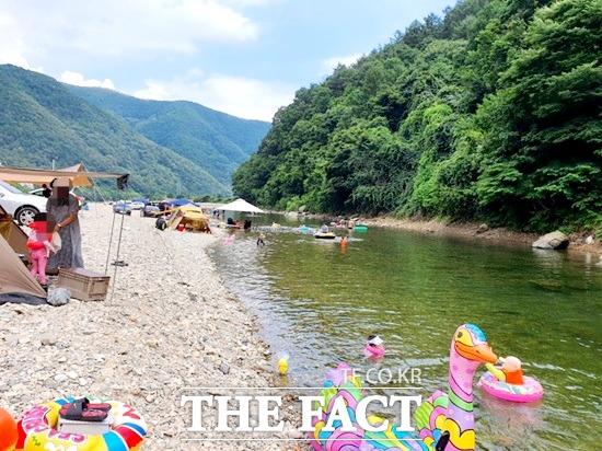 포항에서 가족과 함께 캠핑을 하던 10대가 물에빠졌다 119구조대에 의해 구조됐다. 가온캠핑장 인근 하천./포항=이민 기자