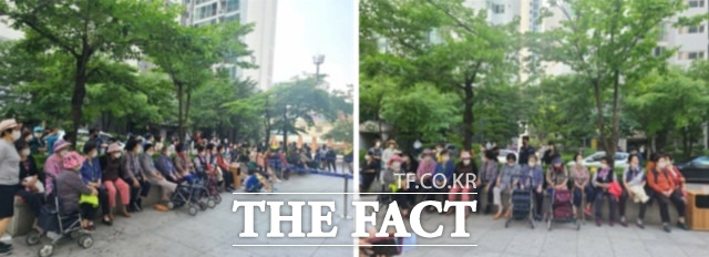 사회적 거리두기가 지켜지지 않은 상황에서 진행된 발코니 콘서트 / 독자 제공