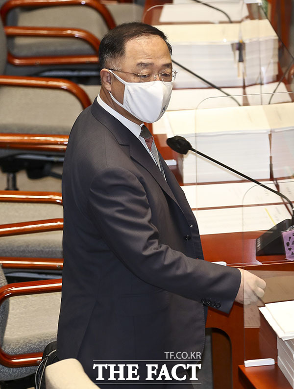 회의 참석하는 홍남기 경제부총리 겸 기획재정부 장관.
