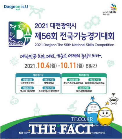 ‘2021 제56회 전국기능경기대회’가 4일부터 11일까지 대전에서 열린다.