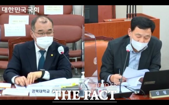 19일 국회 교육위원회 소속 김철민(더불어민주당, 경기안산시상록구을) 의원은 경북대학교에 대한 국정감사에서 경북대 대학원의 외국인특별전형의 문제점을 지적하고, 교육부와 경북대에 전방위적인 조사와 대책 마련을 촉구했다. (우측)김철민 의원이 (좌측) 홍원화 경북대총장에게 19일 국정감사를 진행 중이다 / 국회인터넷의사중계시스템